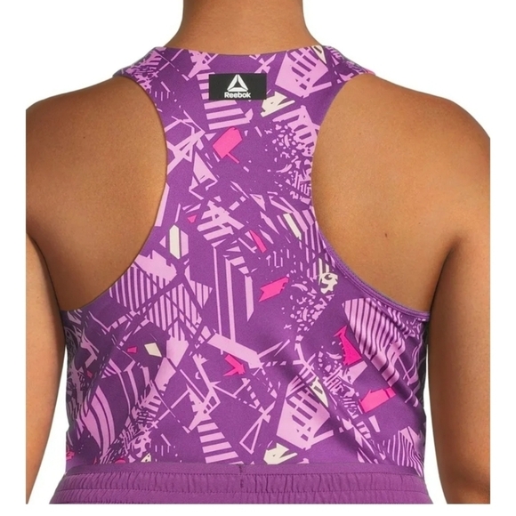 NWT Reebok Med Play on Crop Tank Bra Sunset Purple - Picture 10 of 11